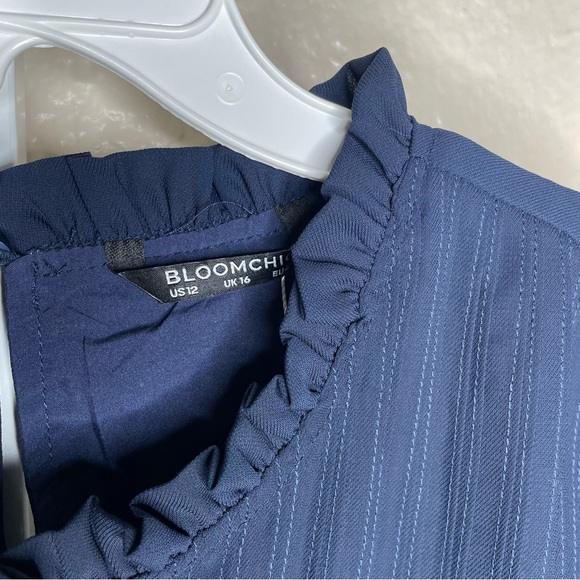 Blue Blouse Ruffle Neck - Picture 3 of 4